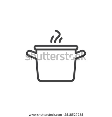 Saucepan line icon. Linear style sign for mobile concept and web design. Saucepan with steam outline vector icon. Boiling food symbol, logo illustration. Vector graphics.