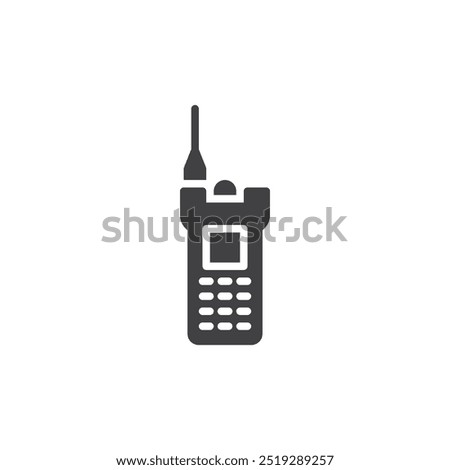 Handheld radio with antenna vector icon. filled flat sign for mobile concept and web design. Military Radio glyph icon. Symbol, logo illustration. Vector graphics