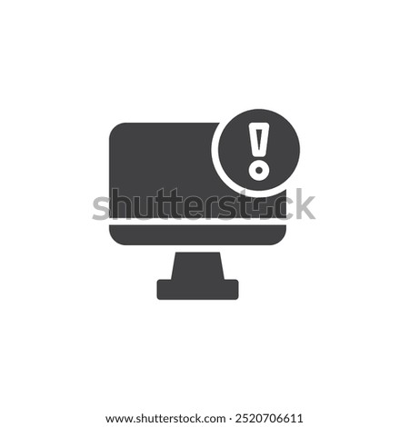 Computer screen with an exclamation mark vector icon. filled flat sign for mobile concept and web design. System Alert glyph icon. System or software notification symbol, logo illustration