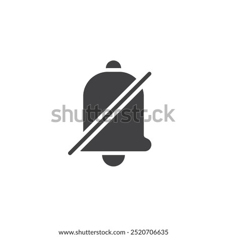 Bell with a cross vector icon. filled flat sign for mobile concept and web design. Mute Notification glyph icon. Silenced alert symbol, logo illustration. Vector graphics