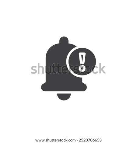 Alert with a bell vector icon. filled flat sign for mobile concept and web design. Critical Alert glyph icon. Critical or high-priority alerts symbol, logo illustration. Vector graphics