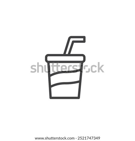 Soda Cup line icon. Linear style sign for mobile concept and web design. Soft drink cup with straw outline vector icon. Refreshing drink symbol, logo illustration. Vector graphics