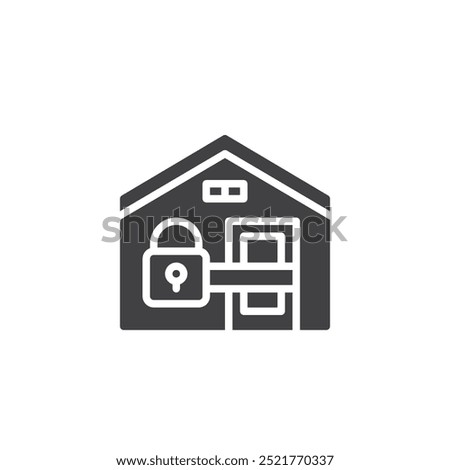 House with a locked door vector icon. Filled flat sign for mobile concept and web design. Shelter in Place glyph icon. Stay-at-home symbol, logo illustration. Vector graphics