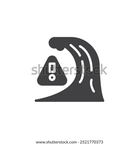 Water wave with an exclamation mark vector icon. Filled flat sign for mobile concept and web design. Flood Warning glyph icon. Symbol, logo illustration. Vector graphics