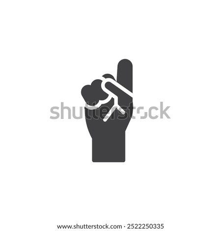 Hand showing one vector icon. Filled flat sign for mobile concept and web design. Number one gesture glyph icon. Index symbol, logo illustration. Vector graphics