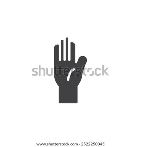 Hand showing a stop gesture vector icon. Filled flat sign for mobile concept and web design. Stop Hand glyph icon. Warning symbol, logo illustration. Vector graphics