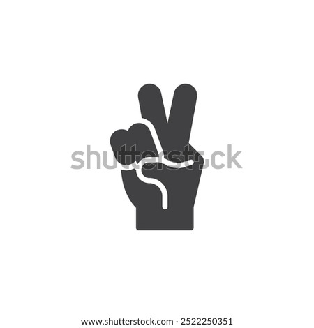 Hand showing two fingers vector icon. Filled flat sign for mobile concept and web design. Peace Sign glyph icon. Peace or victory symbol, logo illustration. Vector graphics