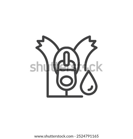 Waterproof Zipper line icon. linear style sign for mobile concept and web design. Zipper with water droplet outline vector icon. Symbol, logo illustration. Vector graphics