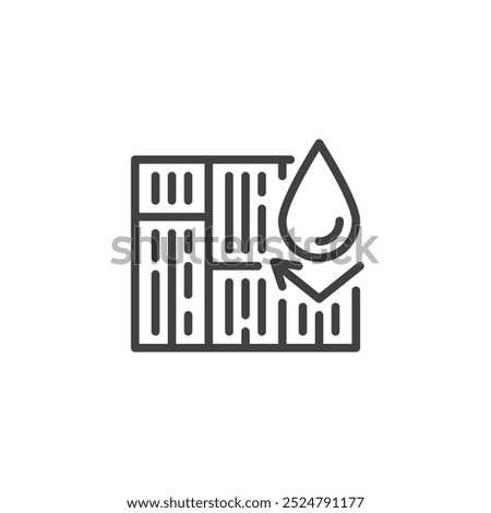 Waterproof Flooring line icon. linear style sign for mobile concept and web design. Floor with water droplet outline vector icon. Symbol, logo illustration. Vector graphics