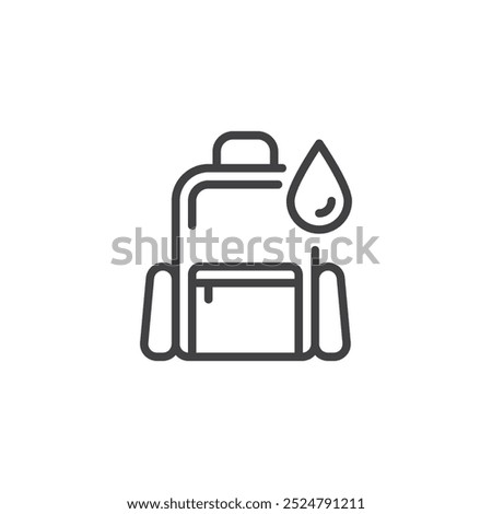 Waterproof Bag line icon. linear style sign for mobile concept and web design. Backpack with water droplet outline vector icon. Symbol, logo illustration. Vector graphics