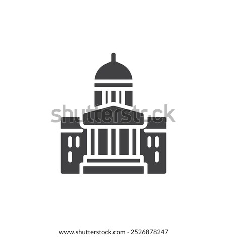 Government building vector icon. filled flat sign for mobile concept and web design. Legislative Building glyph icon. Symbol, logo illustration. Vector graphics