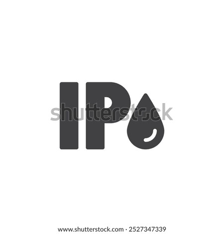 IP code with water droplet vector icon. filled flat sign for mobile concept and web design. IP waterproof rating glyph icon. Symbol, logo illustration. Vector graphics