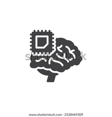 Artificial intelligence vector icon. filled flat sign for mobile concept and web design. Brain with a memory chip glyph icon. Symbol, logo illustration. Vector graphics