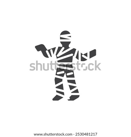 Walking mummy vector icon. filled flat sign for mobile concept and web design. A wrapped mummy glyph icon. Symbol, logo illustration. Vector graphics