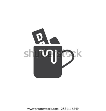 A mug of hot chocolate with marshmallows vector icon. filled flat sign for mobile concept and web design. Hot Chocolate Cup glyph icon. Symbol, logo illustration. Vector graphics