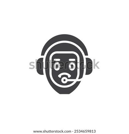 A robot head with headphones vector icon. filled flat sign for mobile concept and web design. Robot Headset glyph icon. Symbol, logo illustration. Vector graphics