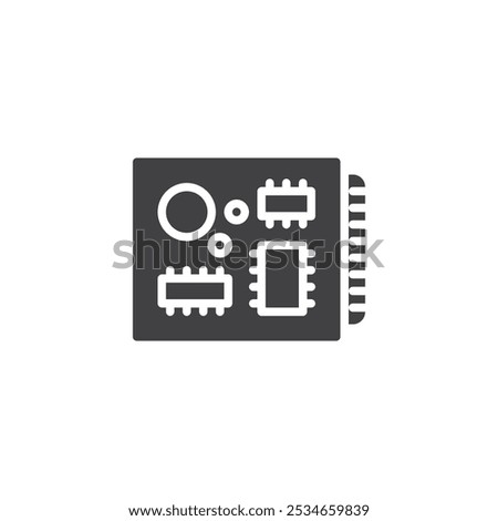 A circuit board with microchip vector icon. filled flat sign for mobile concept and web design. Robot Circuit Board glyph icon. Symbol, logo illustration. Vector graphics