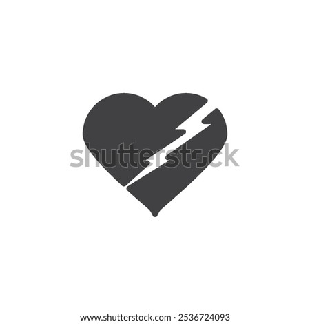 A heart split in two vector icon. filled flat sign for mobile concept and web design. Broken Heart glyph icon. Heartbreak symbol, logo illustration. Vector graphics