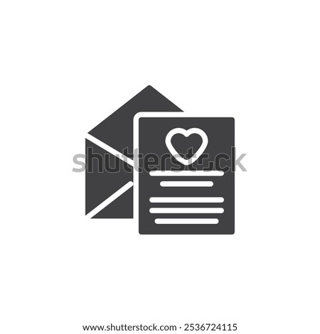 Envelope with a heart message vector icon. filled flat sign for mobile concept and web design. Love Letter glyph icon. Romantic communication symbol, logo illustration. Vector graphics