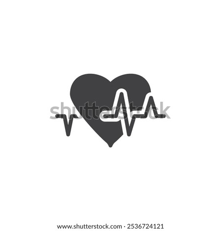 Heart with an ECG vector icon. filled flat sign for mobile concept and web design. Heartbeat glyph icon. Pulse symbol, logo illustration. Vector graphics