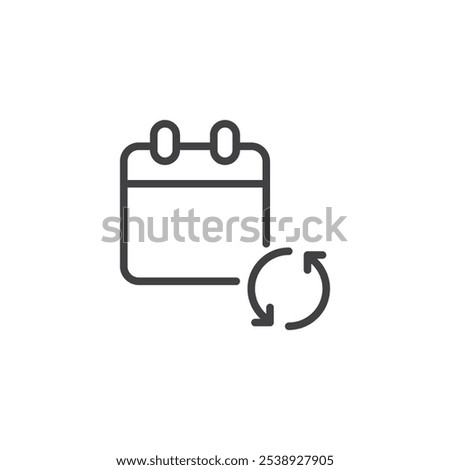 Calendar Sync line icon. linear style sign for mobile concept and web design. Synchronizing calendar outline vector icon. Symbol, logo illustration. Vector graphics