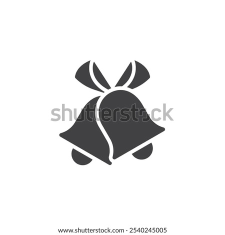 A pair of bells with bow ribbon vector icon. filled flat sign for mobile concept and web design. Wedding Bells glyph icon. Symbol, logo illustration. Vector graphics