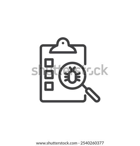 Defect Tracking line icon. linear style sign for mobile concept and web design. Recording issues for improvement outline vector icon. Accountability and improvement symbol, logo illustration