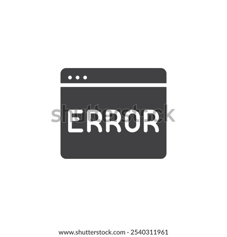 Error page vector icon. filled flat sign for mobile concept and web design. Error page glyph icon. Symbol, logo illustration. Vector graphics