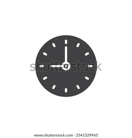 Circle clock vector icon. filled flat sign for mobile concept and web design. Round Clock glyph icon. Time symbol, logo illustration. Vector graphics