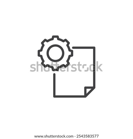 Gear and Document line icon. linear style sign for mobile concept and web design. Document file and gear outline vector icon. Paperwork symbol, logo illustration. Vector graphics