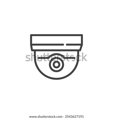 Security Camera Dome line icon. linear style sign for mobile concept and web design. A ceiling mounted dome camera outline vector icon. 360 degree surveillance symbol, logo illustration. 