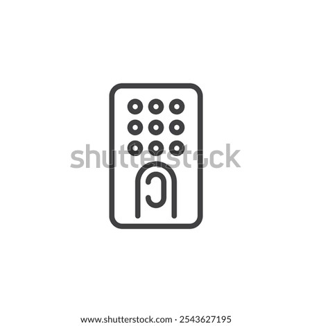 Access Control Panel line icon. linear style sign for mobile concept and web design. Smart lock keypad outline vector icon. Restricted entry management symbol, logo illustration. Vector graphics