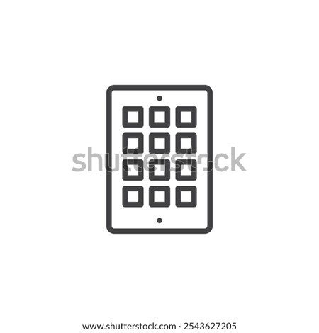 Security Keypad line icon. linear style sign for mobile concept and web design. A keypad for entering security code outline vector icon. Secure access symbol, logo illustration. Vector graphics