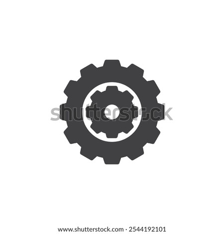 Small gear inside large vector icon. filled flat sign for mobile concept and web design. Double Gear glyph icon. Collaboration, complex process symbol, logo illustration. Vector graphics