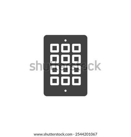 Keypad for entering security code vector icon. filled flat sign for mobile concept and web design. Security Keypad glyph icon. Secure access symbol, logo illustration. Vector graphics