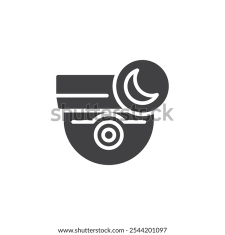 Night monitoring camera vector icon. filled flat sign for mobile concept and web design. Night Vision Camera glyph icon. Symbol, logo illustration. Vector graphics