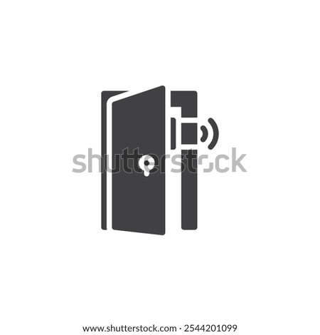 Door opening sensor vector icon. filled flat sign for mobile concept and web design. Door Sensor glyph icon. Symbol, logo illustration. Vector graphics