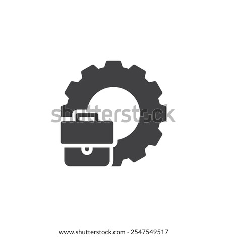 Gear and briefcase vector icon. filled flat sign for mobile concept and web design. Business Model glyph icon. Revenue generation symbol, logo illustration. Vector graphics