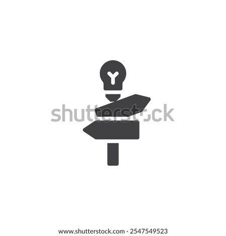 Signpost with light bulb vector icon. filled flat sign for mobile concept and web design. Business Pivot glyph icon. Symbol, logo illustration. Vector graphics