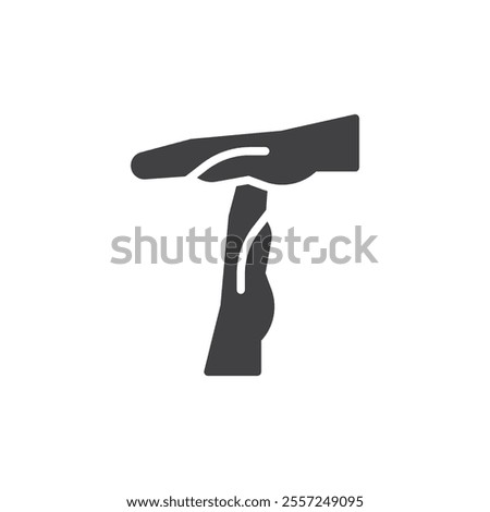 Hands making timeout vector icon. filled flat sign for mobile concept and web design. Basketball Timeout Gesture glyph icon. Symbol, logo illustration. Vector graphics