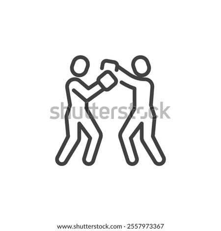 Boxing sparring line icon. linear style sign for mobile concept and web design. Practice boxing with a partner outline vector icon. Symbol, logo illustration. Vector graphics