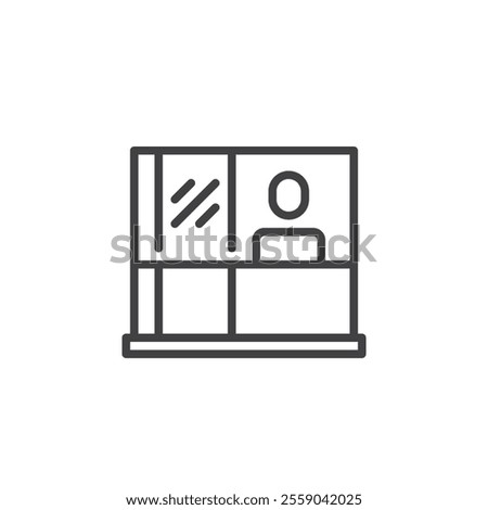 Hockey Penalty Box line icon. linear style sign for mobile concept and web design. Hockey player on penalty box outline vector icon. Symbol, logo illustration. Vector graphics