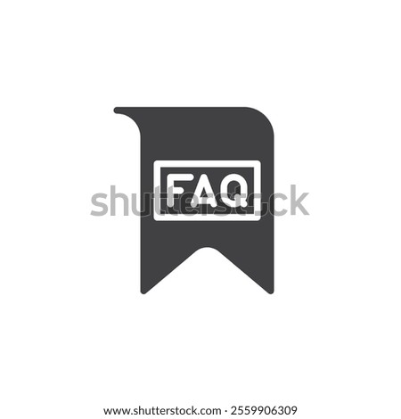 Bookmark with FAQ vector icon. filled flat sign for mobile concept and web design. FAQ Bookmark glyph icon. Symbol, logo illustration. Vector graphics