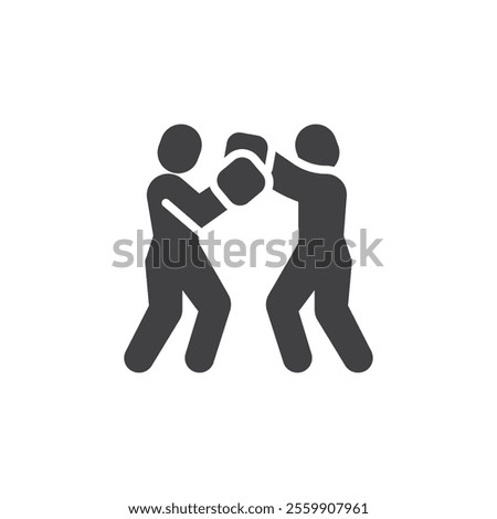 Practice boxing with a partner vector icon. filled flat sign for mobile concept and web design. Boxing sparring glyph icon. Symbol, logo illustration. Vector graphics