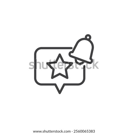 Feedback Notification line icon. linear style sign for mobile concept and web design. Speech bubble with a star and bell outline vector icon. Alerting review symbol, logo illustration. Vector graphics