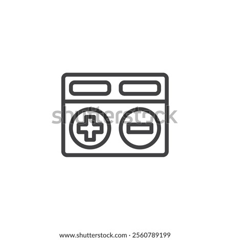 Over under betting line icon. linear style sign for mobile concept and web design. A scoreboard with a plus and minus outline vector icon. Symbol, logo illustration. Vector graphics