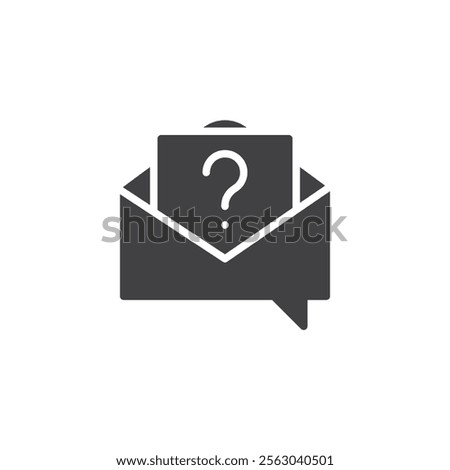 Envelope with a question mark vector icon. filled flat sign for mobile concept and web design. Feedback Request glyph icon. Symbol, logo illustration. Vector graphics