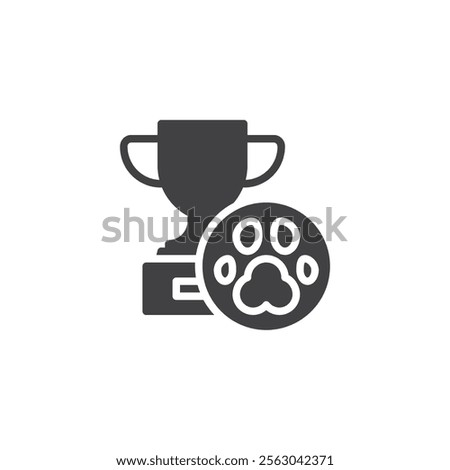 A paw print and trophy cup vector icon. filled flat sign for mobile concept and web design. Underdog Bet glyph icon. Symbol, logo illustration. Vector graphics