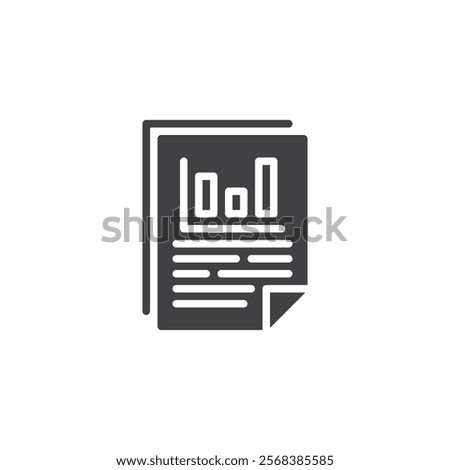 Document file with a graph chart vector icon. filled flat sign for mobile concept and web design. Write Report glyph icon. Symbol, logo illustration. Vector graphics