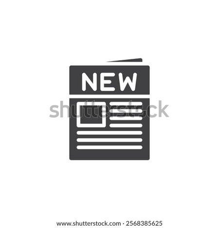 A newspaper with a title vector icon. filled flat sign for mobile concept and web design. Write Article glyph icon. News symbol, logo illustration. Vector graphics